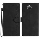 For Sony Xperia 10 Seven Butterflies Embossed Leather Phone Case(Black)