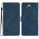 For Sony Xperia 10 Seven Butterflies Embossed Leather Phone Case(Blue)