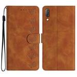 For Sony Xperia L3 Seven Butterflies Embossed Leather Phone Case(Brown)