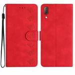 For Sony Xperia L3 Seven Butterflies Embossed Leather Phone Case(Red)