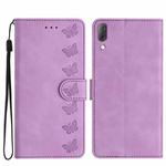 For Sony Xperia L3 Seven Butterflies Embossed Leather Phone Case(Purple)