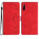 For Sony Xperia L4 Seven Butterflies Embossed Leather Phone Case(Red)