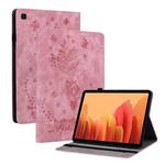 For Samsung Galaxy Tab A7 10.4 2020 T500 Butterfly Rose Embossed Leather Smart Tablet Case(Pink)