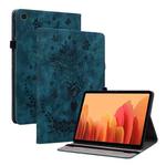 For Samsung Galaxy Tab A7 10.4 2020 T500 Butterfly Rose Embossed Leather Smart Tablet Case(Dark Blue)