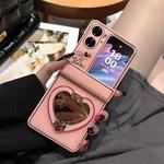 For OPPO Find N2 Flip Love Mirror Style Fold Hinge Phone Case(Pink)