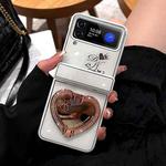 For Samsung Galaxy Z Flip4 Love Mirror Style Fold Hinge Phone Case(White)