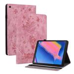 For Samsung Galaxy Tab A 8.0 2019 T290 Butterfly Rose Embossed Leather Tablet Case(Pink)