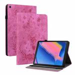 For Samsung Galaxy Tab A 8.0 2019 T290 Butterfly Rose Embossed Leather Tablet Case(Rose Red)