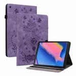 For Samsung Galaxy Tab A 8.0 2019 T290 Butterfly Rose Embossed Leather Tablet Case(Purple)