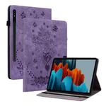 For Samsung Galaxy Tab S9 Butterfly Rose Embossed Leather Tablet Case(Purple)