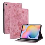 For Samsung Galaxy Tab S5e/T720/T725 Butterfly Rose Embossed Leather Tablet Case(Pink)