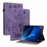 For Samsung Galaxy Tab A 10.1 2016/T580/T585 Butterfly Rose Embossed Leather Tablet Case(Purple)