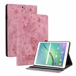 For Samsung Galaxy Tab S2 9.7 T810 T815 Butterfly Rose Embossed Leather Tablet Case(Pink)