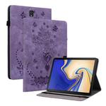 For Samsung Galaxy Tab S4 10.5 SM-T830 Butterfly Rose Embossed Leather Tablet Case(Purple)