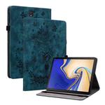 For Samsung Galaxy Tab S4 10.5 SM-T830 Butterfly Rose Embossed Leather Tablet Case(Dark Blue)