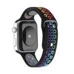 For Apple Watch Series 9&8&7 41mm / SE 3&SE 2&6&SE&5&4 40mm / 3&2&1 38mm Rainbow Sport Watch Band (Black)