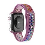 For Apple Watch Series 7 41mm / 6 & SE & 5 & 4 40mm / 3 & 2 & 1 38mm Rainbow Sport Watch Band (Purple)
