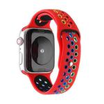 For Apple Watch Series 7 41mm / 6 & SE & 5 & 4 40mm / 3 & 2 & 1 38mm Rainbow Sport Watch Band (Red)