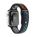 For Apple Watch Ultra 49mm&Watch Ultra 2 49mm / Series 9&8&7 45mm / SE 3&SE 2&6&SE&5&4 44mm / 3&2&1 42mm Rainbow Sport Watch Band (Black)