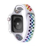 For Apple Watch Ultra 49mm / Series 8&7 45mm / SE 2&6&SE&5&4 44mm / 3&2&1 42mm Rainbow Sport Watch Band (White)