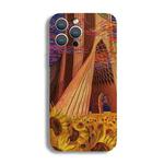For iPhone 14 Pro Precise Hole Oil Painting Pattern PC Phone Case(Architectural Painting)