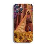 For iPhone 15 Pro Precise Hole Oil Painting Pattern PC Phone Case(Architectural Painting)