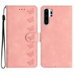For Huawei P30 Pro Seven Butterflies Embossed Leather Phone Case(Pink)