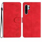 For Huawei P30 Pro Seven Butterflies Embossed Leather Phone Case(Red)
