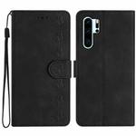 For Huawei P30 Pro Seven Butterflies Embossed Leather Phone Case(Black)