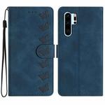 For Huawei P30 Pro Seven Butterflies Embossed Leather Phone Case(Blue)