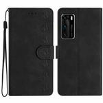 For Huawei P40 Seven Butterflies Embossed Leather Phone Case(Black)
