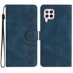 For Huawei P40 Lite Seven Butterflies Embossed Leather Phone Case(Blue)