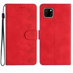 For Huawei Y5p Seven Butterflies Embossed Leather Phone Case(Red)