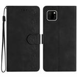 For Huawei Y5p Seven Butterflies Embossed Leather Phone Case(Black)