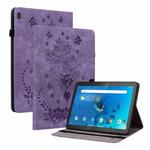 For Lenovo M10 Butterfly Rose Embossed Leather Tablet Case(Purple)