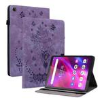 For Lenovo Tab M7 3rd Gen Butterfly Rose Embossed Leather Tablet Case(Purple)