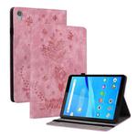 For Lenovo Tab M8 HD Butterfly Rose Embossed Leather Tablet Case(Pink)