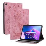 For Lenovo Tab M10 10.1 3rd Gen Butterfly Rose Embossed Leather Tablet Case(Pink)