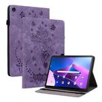 For Lenovo Tab M10 10.1 3rd Gen Butterfly Rose Embossed Leather Tablet Case(Purple)