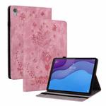 For Lenovo Tab M10 HD 2nd Gen TB-X306X Butterfly Rose Embossed Leather Tablet Case(Pink)