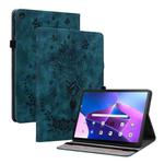 For Lenovo Tab M10 Plus 10.6 3rd Gen Butterfly Rose Embossed Leather Tablet Case(Dark Blue)