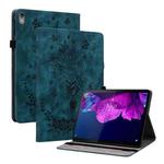 For Lenovo Tab P11 TB-J606F Butterfly Rose Embossed Leather Tablet Case(Dark Blue)