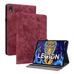 For Lenovo Legion Y700 Butterfly Rose Embossed Leather Tablet Case(Red)