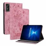For Lenovo Legion Y700 Gen 4 Butterfly Rose Embossed Leather Tablet Case(Pink)