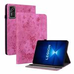 For Lenovo Legion Y700 Gen 4 Butterfly Rose Embossed Leather Tablet Case(Rose Red)
