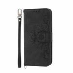 For OPPO Reno10 5G Skin-feel Flowers Embossed Wallet Leather Phone Case(Black)