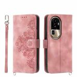 For OPPO Reno10 Pro+ 5G Skin-feel Flowers Embossed Wallet Leather Phone Case(Pink)