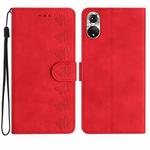 For Honor 50 Seven Butterflies Embossed Leather Phone Case(Red)