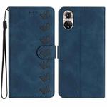 For Honor 50 Seven Butterflies Embossed Leather Phone Case(Blue)