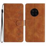 For Honor 50 Lite Seven Butterflies Embossed Leather Phone Case(Brown)